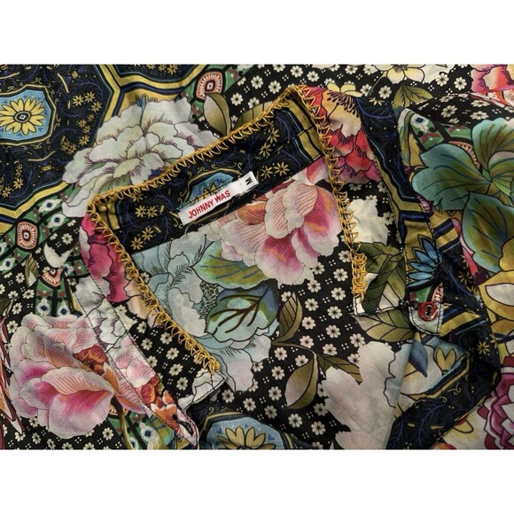 Johnny Was silk Fagan Josie Boho Silk Button Down Top Blouse Shirt,Multi Size M - Picture 12 of 13